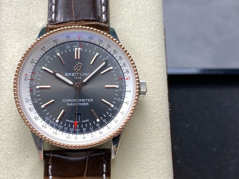 Breitling Navitimer 41mm SS (BLS Factory Super Clone) Black Dial on Leather Strap – Breitling 01 Automatic