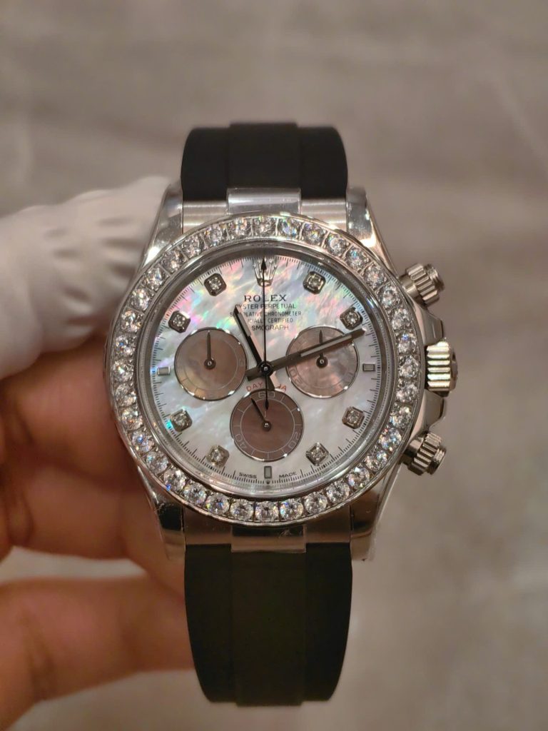 Rolex Cosmograph Daytona 126589RBR 40mm 18K White Gold (FH Factory Super Clone) White Mother-of-Pearl Dial with Diamond Hour Markers – Calibre 4130 Automatic