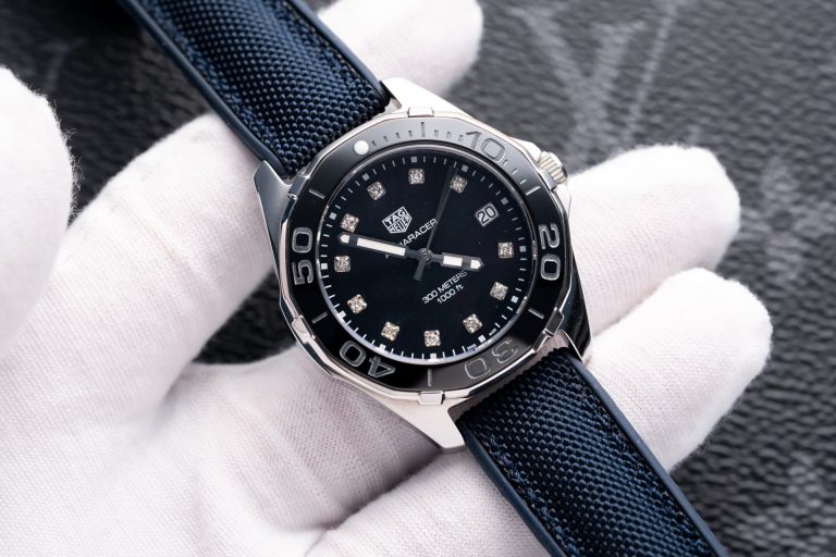 Tag Heuer Aquaracer 35mm SS (Super Clone) Mother of Pearl Dial on Genuine Leather Strap – Automatic Movement