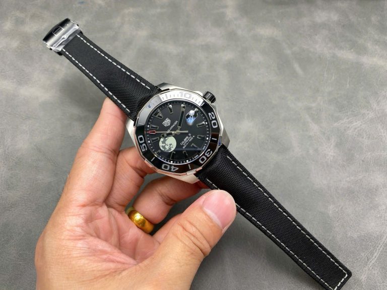 TAG Heuer Aquaracer WAY201J.FC6370 43mm SS (Super Clone) Black Dial on Nylon Strap – Calibre 5 Automatic