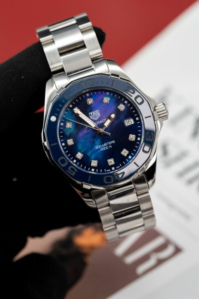 Tag Heuer Aquaracer WAY131L.BA0748 43mm SS (Super Clone) Mother of Pearl Blue Dial on Stainless Steel Link Bracelet – Quartz Automatic