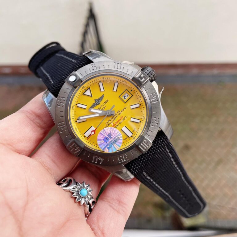 Breitling Avenger II Seawolf PVD GF (1:1 Best Edition) Yellow Dial on Black Rubber Strap – A2824 V2 Super Clone
