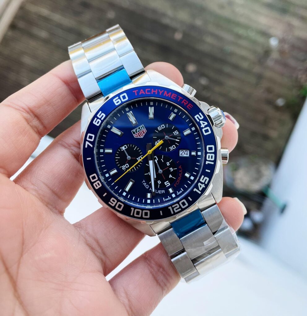TAG Heuer Formula 1 45mm SS (OGF Super Clone) Blue Dial with Blue Ceramic Bezel on Silver Stainless Steel Bracelet – Calibre 16 Automatic