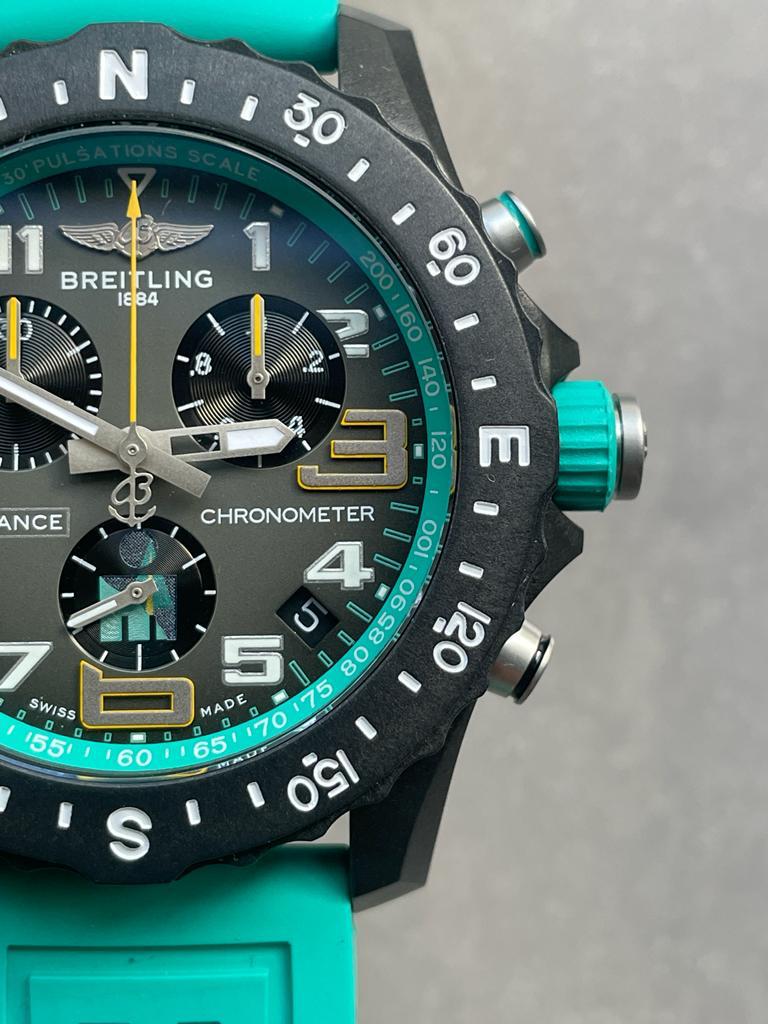 Breitling Endurance Pro OGF 44mm SS (Super Clone) Army Gray Dial on Tiffany Rubber Strap – Quartz Movement