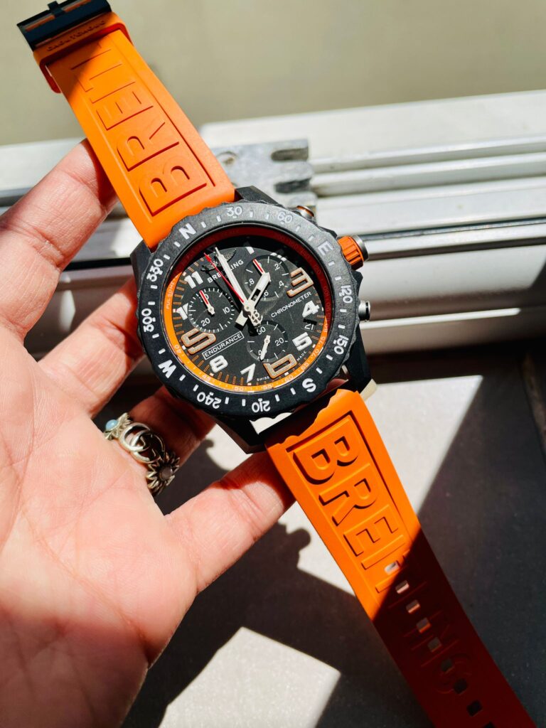 Breitling Endurance Pro OGF 44mm Breitlight® (Super Clone) Black Dial on Orange Rubber Strap – Breitling Caliber 82 Quartz Movement