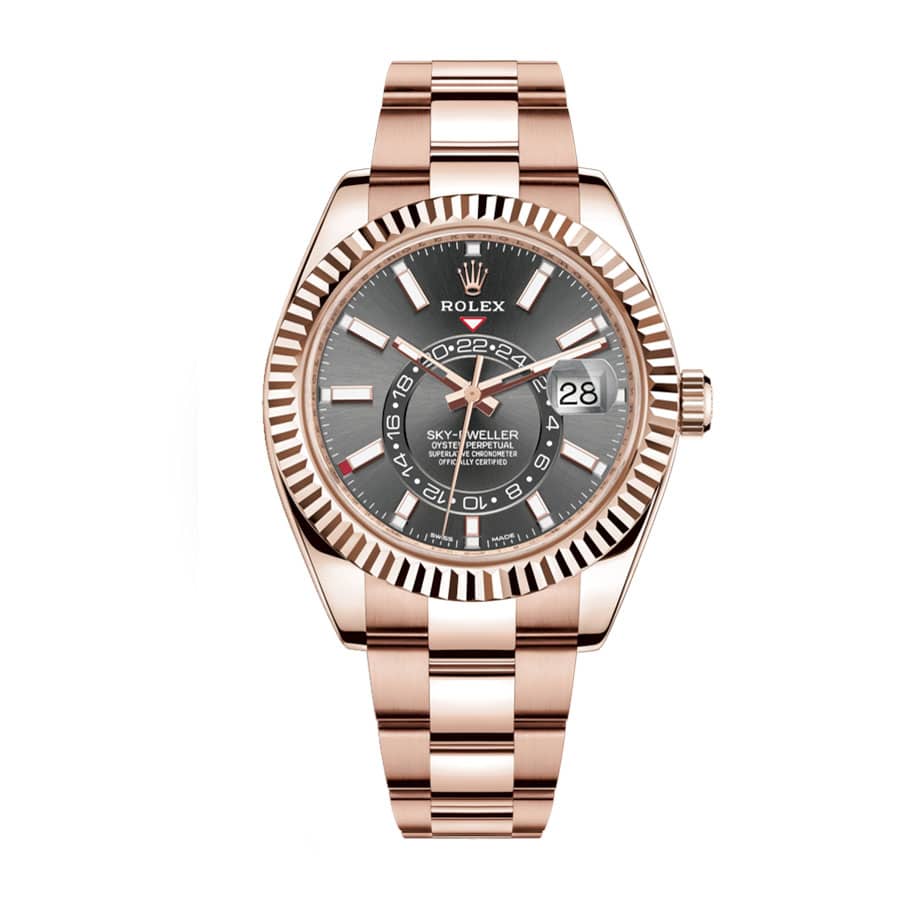 Rolex Sky-Dweller 326935-0007 42mm Everose Gold (Super Clone) Rhodium Dial on Everose Gold Oyster Bracelet – Calibre 9001