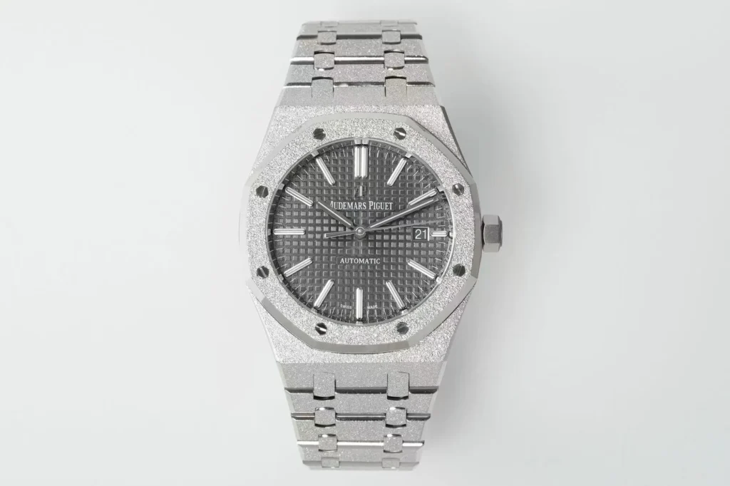 Audemars Piguet Royal Oak 15410 41mm SS (APSF Super Clone) Frosted Stainless Steel with Grey Textured Dial – SA3120