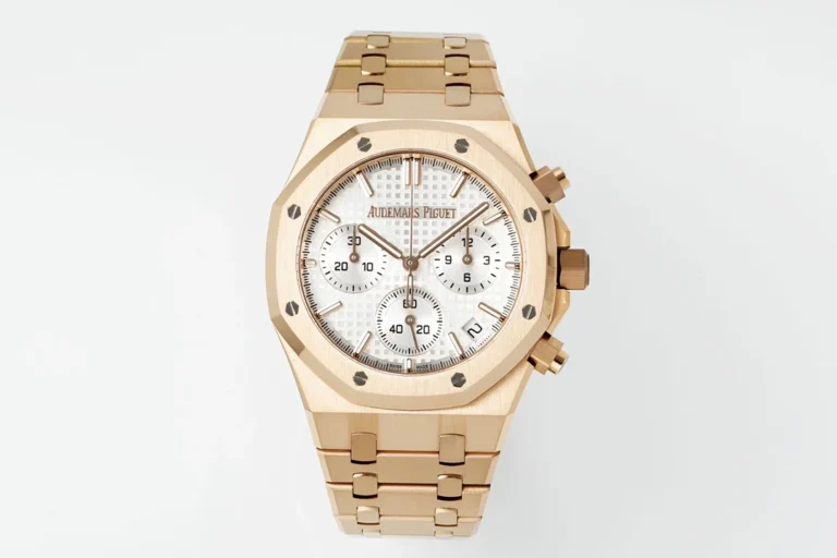 Audemars Piguet Royal Oak Chrono 26240 RG (APSF Super Clone) White/RG Dial on Rose Gold Bracelet – Clone AP Calibre 2385