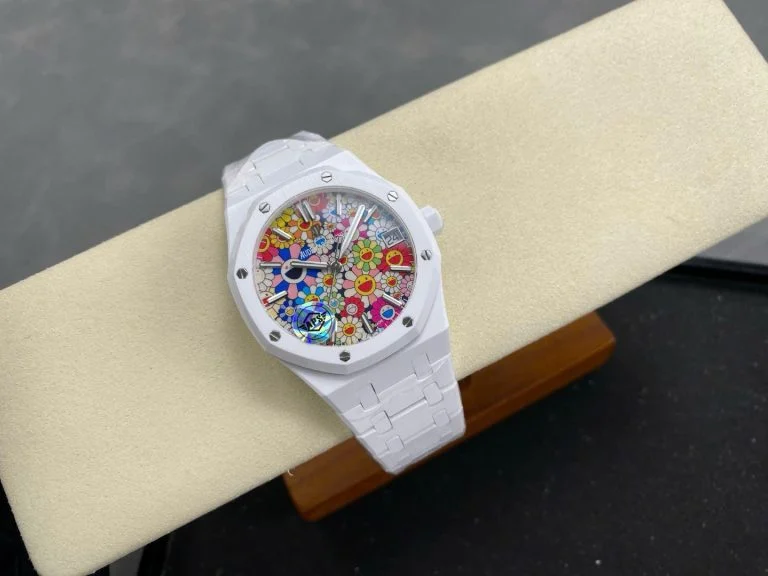 Audemars Piguet Royal Oak 15500 41mm White Ceramic (APSF 1:1 Best Edition) Celebration Dial on White Ceramic Bracelet – A4401 Super Clone