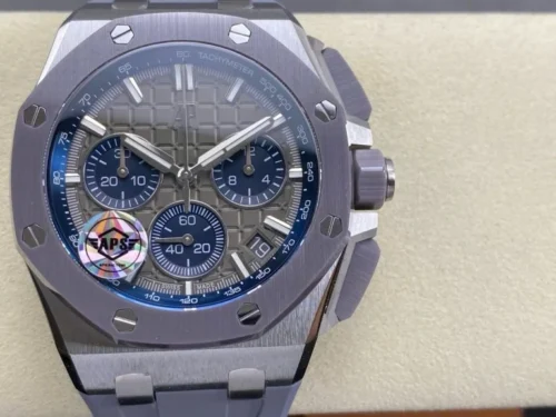 Audemars Piguet Royal Oak Offshore Chronograph 26420IO 44mm Titanium (Super Clone) Black Dial on Rubber Strap – AP 3126 Automatic