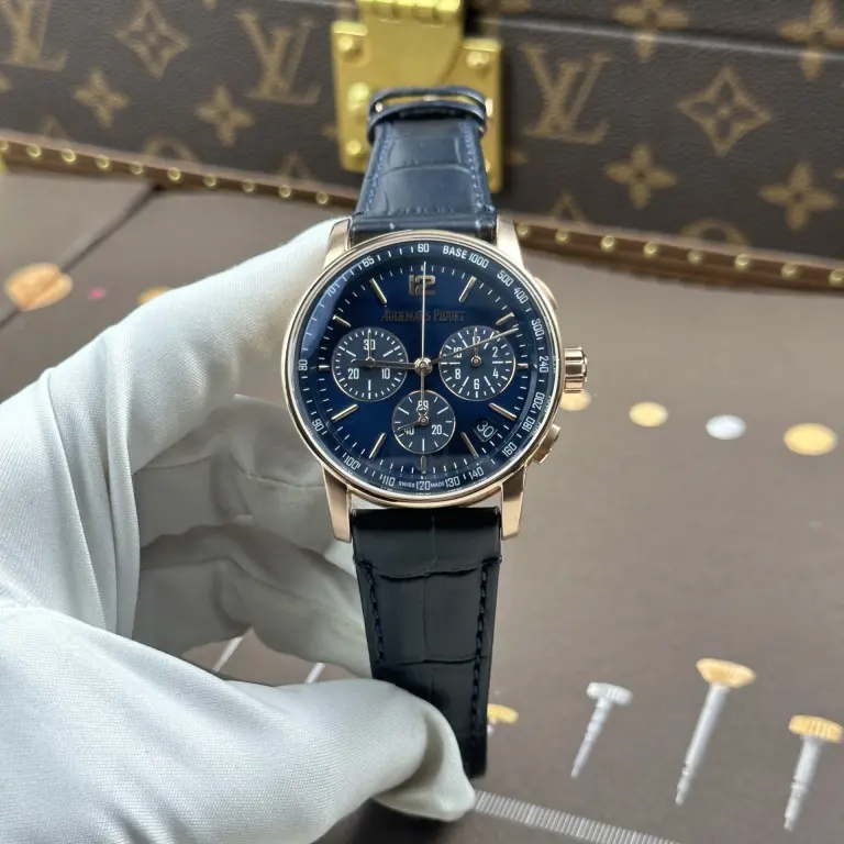 Audemars Piguet Code 11.59 41mm Rose Gold (APS Factory Super Clone) Blue Dial on Genuine Leather Strap – Automatic Caliber APS