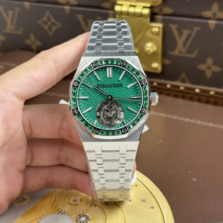 Audemars Piguet Royal Oak 26730BC 41mm SS (Super Clone) Green Dial with Stainless Steel Bracelet – Automatic Selfwinding Flying Tourbillon