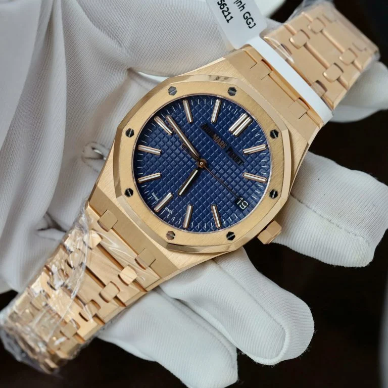 Audemars Piguet Royal Oak 15510 RG 41mm Rose Gold (DDF 1:1 Best Edition) Blue Textured Dial on RG Bracelet – AP 3120 Super Clone