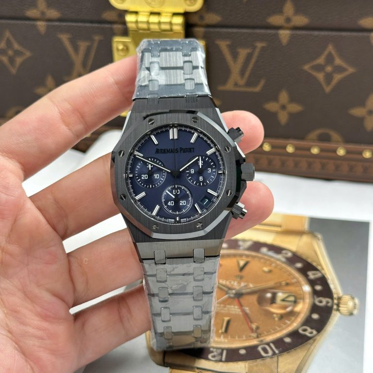 Audemars Piguet Royal Oak Chronograph 26240 41mm Black Ceramic (APS Super Clone) Charcoal Blue Dial on Black Ceramic Bracelet – Automatic Caliber APS