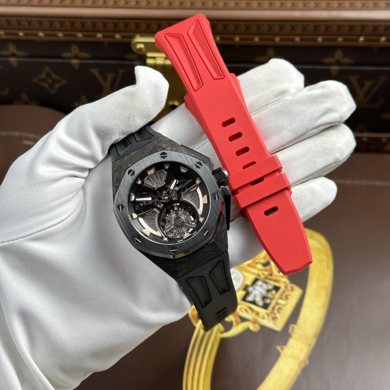 Audemars Piguet Royal Oak Concept Flying Tourbillon UAE Version 42mm SS (Super Clone) Skeleton Dial on Black Rubber Strap