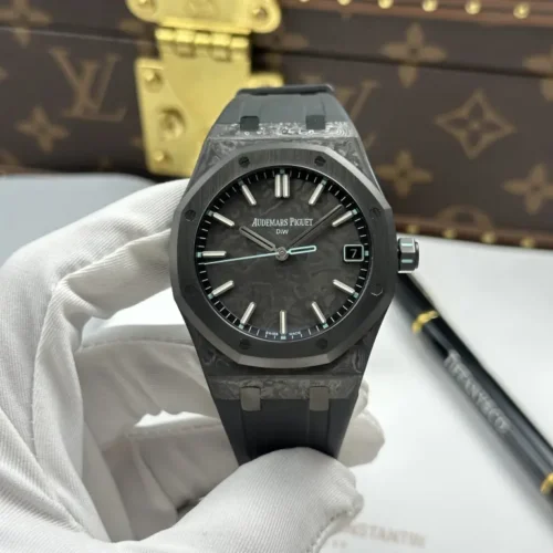 Audemars Piguet Royal Oak DiW 15500 41mm Carbon (Super Clone) Black Dial with Blue Second Hand – DiW Calibre Automatic