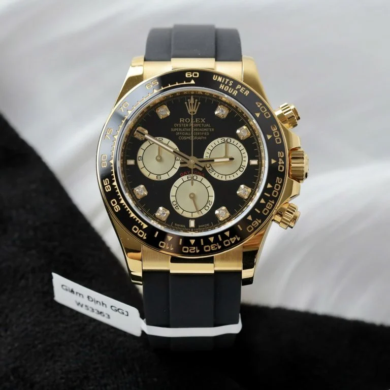 Rolex Daytona 126518 40mm Yellow Gold (Super Clone) Black/Diamond Dial on Yellow Gold Bracelet – Calibre 3346 Automatic