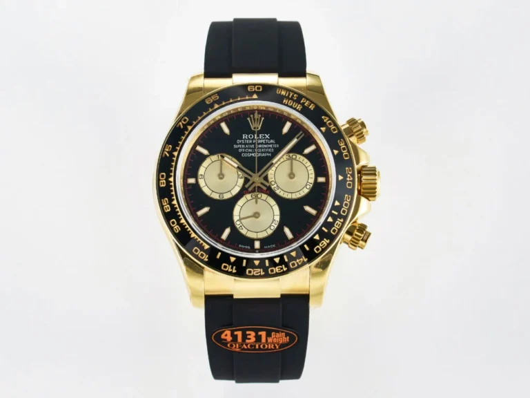 Rolex Daytona 126518 40mm 18K Yellow Gold (Super Clone Cu-W Version) Black Dial on Oysterflex Rubber Strap – Automatic Chronograph