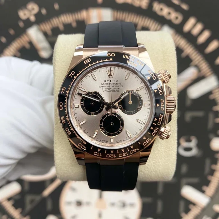 Rolex Daytona 126515 40mm Rose Gold (Super Clone) Rose Gold Dial on Rubber Strap - Clone Rolex 4130
