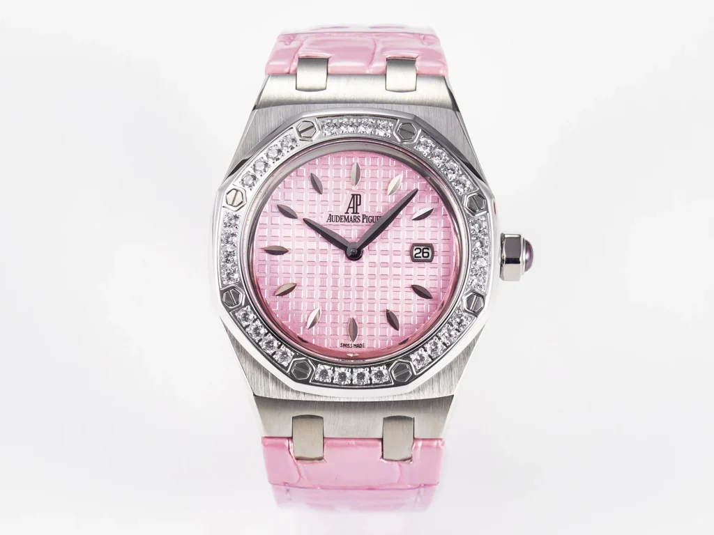 Audemars Piguet Royal Oak Offshore 33mm SS (DRF Super Clone) Pink Dial with Diamond-studded Bezel – Automatic Chronograph