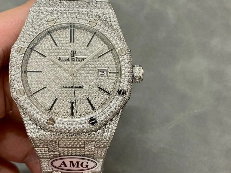 Audemars Piguet Royal Oak 15400ST 41mm SS (Super Clone) Iced Out Silver Dial – Selfwinding Calibre 3120