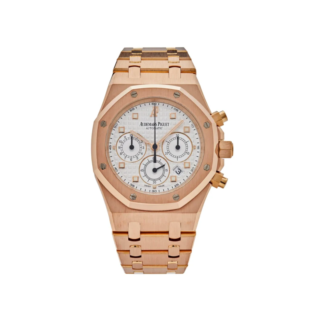 Audemars Piguet Royal Oak Chronograph 41mm Rose Gold (Super Clone) White Dial – AP Calibre 2385 Automatic