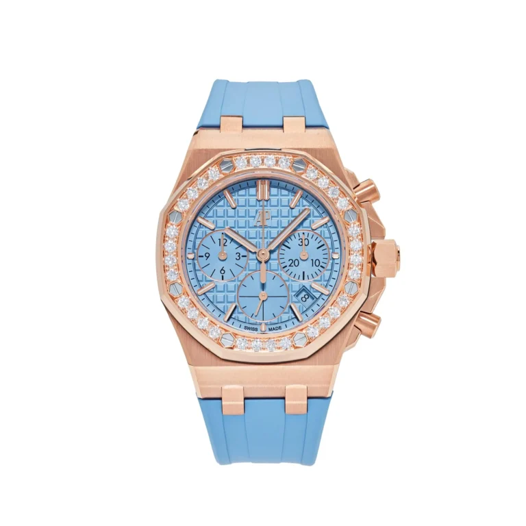 Audemars Piguet Royal Oak Offshore Chronograph 42mm Rose Gold (Super Clone) Blue Dial with Diamond Bezel – Automatic Calibre 28800 bph