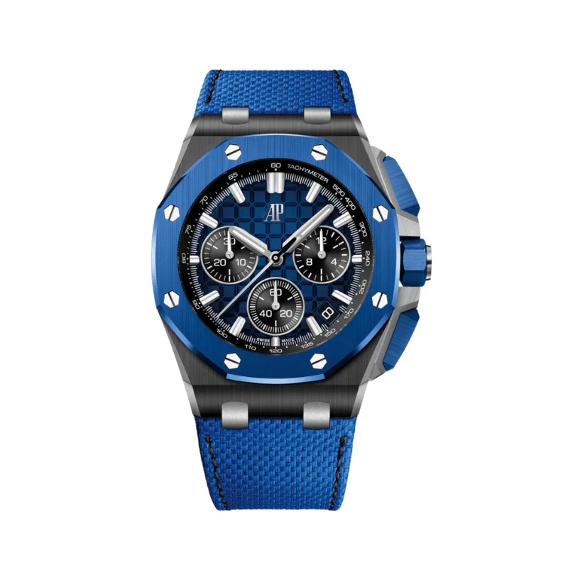 Audemars Piguet Royal Oak Offshore Selfwinding Chronograph 42mm Black Ceramic (Super Clone) Black Dial on Blue Ceramic Bezel – Top Quality Clone AP Automatic Movement