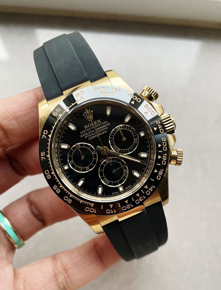 Rolex Daytona 116518 40mm SS (Clean Factory 1:1 Best Edition) Black Dial on Oysterflex Rubber Strap – SA4130 Super Clone