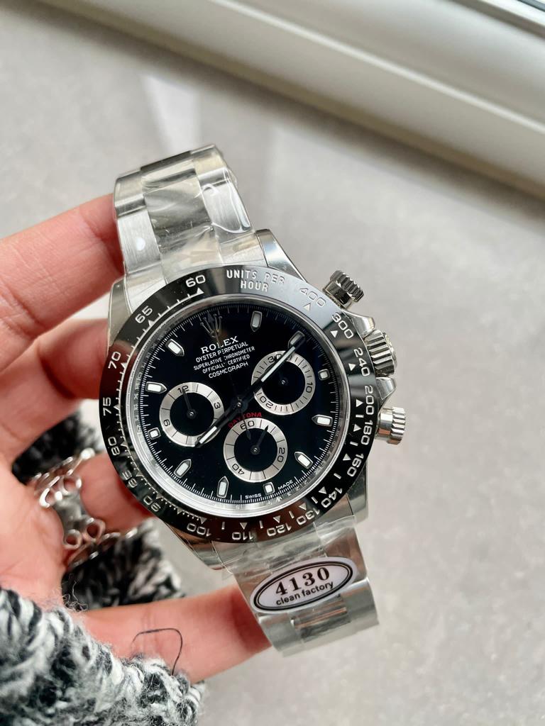 Rolex Daytona 116500 (CF 1:1 PANDA Best Edition) 40mm 904L SS Case and Bracelet Black Dial - Super Clone 4130