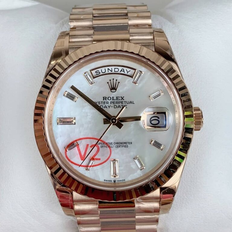Rolex Day-Date 40 Model No. 228235 40mm 18k Rose Gold (Super Clone) White MOP Diamond Dial - Automatic Caliber 3255