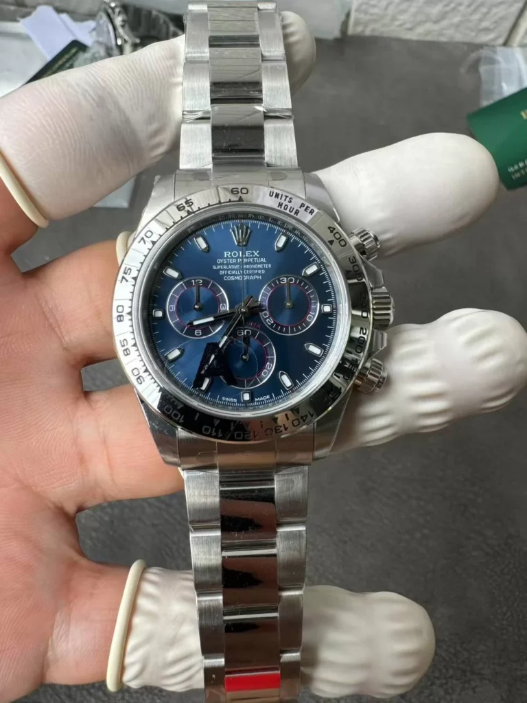 Rolex Cosmograph Daytona 116509 40mm White Gold (1:1 Super Clone) Blue Dial with Chronograph - DD4130 Movement