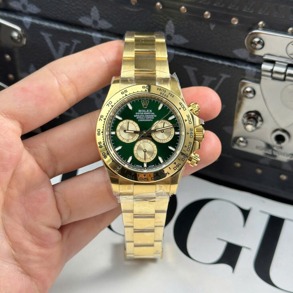Rolex Daytona 126508 40mm Yellow Gold-tone Stainless Steel (THB Factory Super Clone) Green Dial on Oyster Strap – Super Copy Calibre 4130