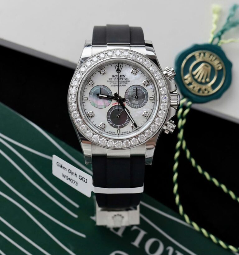 Rolex Daytona 40mm SS (Super Clone) MOP Dial with Moissanite Diamond Custom Bezel – Super Copy 4130